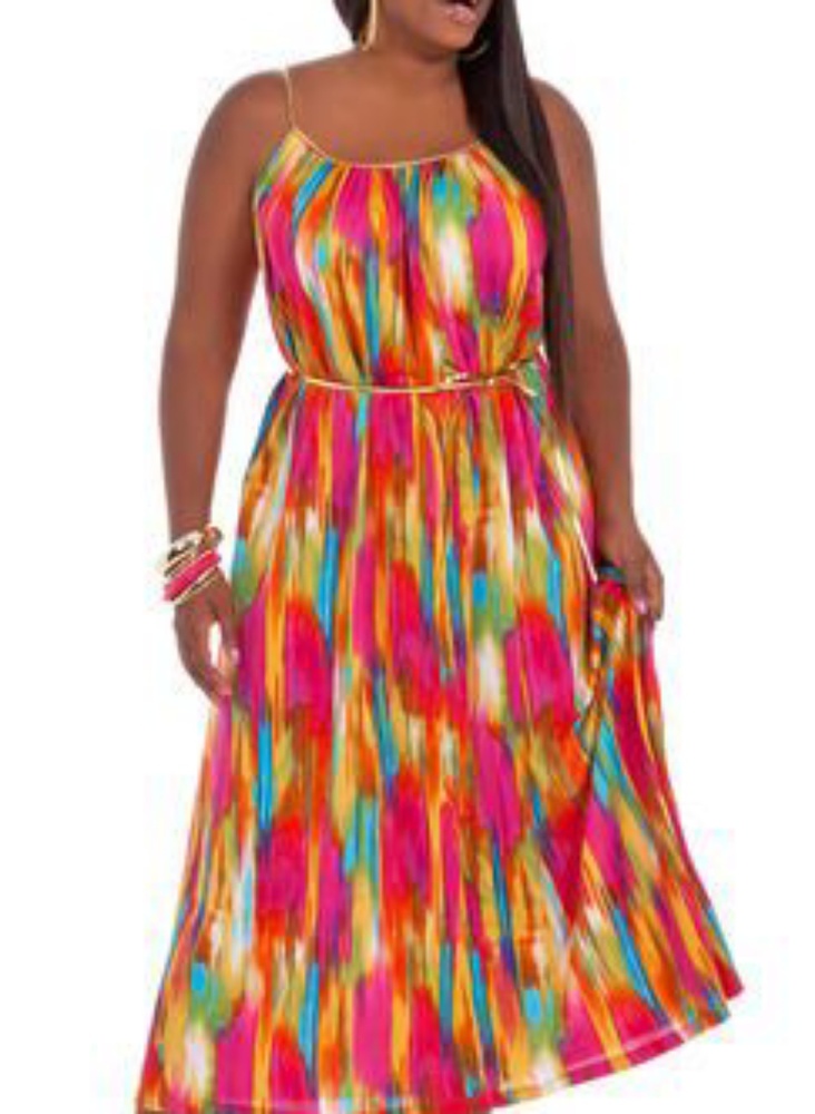 Printed Gold Braid Maxi Dress